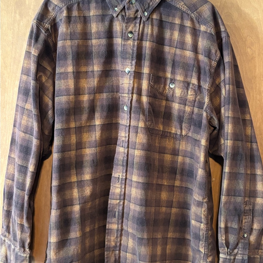 Classic Brown Plaid Men's Button Down Shirt